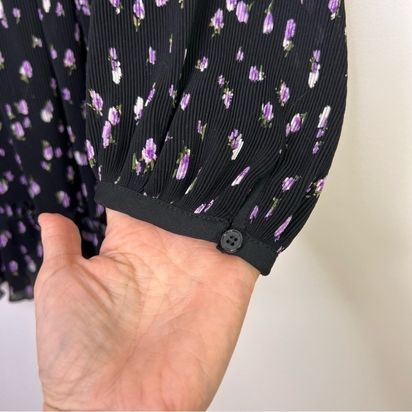 Zara Black and Purple Floral Ruffle Mini Dress - Picture 11 of 15